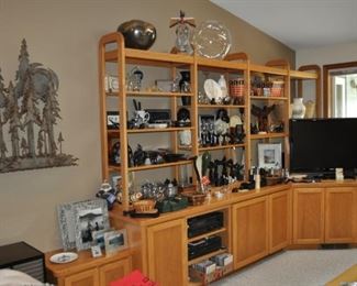 Large and heavy metal sculpture, giftware -- all new, CDs and DVDs, Classic DVD player DVD42S, 
Mini-Merle Delmonico Nivico Model 234, Polk audio monitor 6 series w/3 speakers, Sony 5-disc player CDP-C325, Sony receiver STR-GX67ES, Toshiba DVD player SD-K600, Toshiba flat screen television 42" Model 42rv530u.
