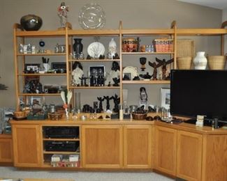 Large and heavy metal sculpture, giftware -- all new, CDs and DVDs, Classic DVD player DVD42S, 
Mini-Merle Delmonico Nivico Model 234, Polk audio monitor 6 series w/3 speakers, Sony 5-disc player CDP-C325, Sony receiver STR-GX67ES, Toshiba DVD player SD-K600.