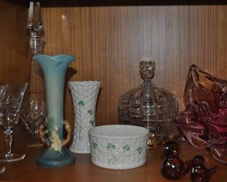 Crystal, Roseville, Belleek, depression glass, Chřibská Bohemian art glass.