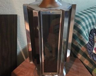 Chrome smoked glass lamp