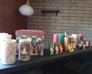 Variety of candles and holiday candles