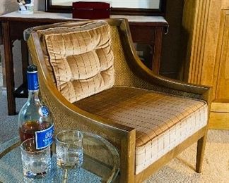 Vintage, Velvety cane arm chair nice