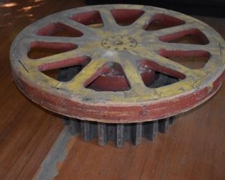 This Wheel was used by Johnny Cash as a coffee table which displayed his favorite pistols. Trays were fitted under each section and then covered with a glass table top. Johnny traded it to Braxton in exchange for a grist mill wheel. (The cog the wheel is sitting on does not go with the Table top, but can be purchased separately). 
$2,500.00 or best offer.  Call 615-364-3726 to purchase or make offers and more information. 