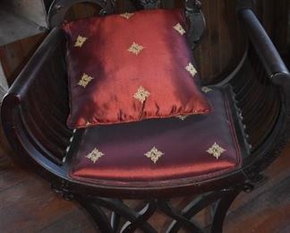 Beautiful Victorian U Shaped Arm Chair with scroll carving on the base of the chair. Beautifully carved back and Upholstered seat with matching Pillow.                                                $650.00&nbsp;or best offer.&nbsp;&nbsp;Call 615-364-3726 to purchase or make offers and more information.   