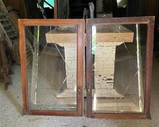 Cabinet doors, great to see your crystal glassware. The pair measure 22 3/4" wide by 35 3/4" tall . circa 1940's                                                                                                     All offers considered.  Call 615-364-3726 to purchase or make offers and more information.   
