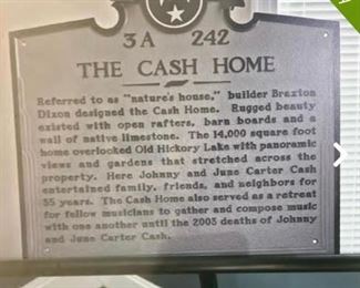 Not for sale but for your viewing. Historic sign giving recognition to Johnny Cash and to Braxton Dickson as the Master Builder of the Cash home.