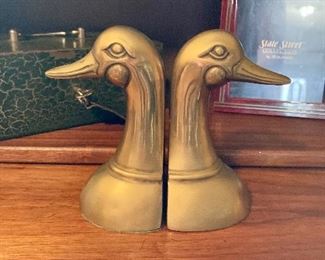 Brass Duck Book Ends 