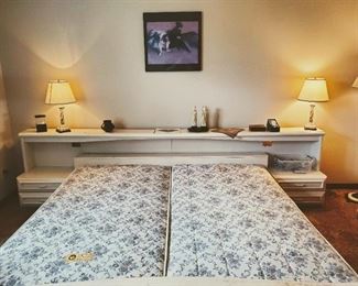 MCM Headboard with Floating Bedside Tables and Footboard   and Bed