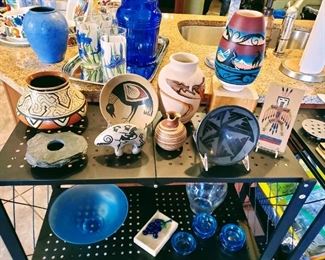 Native American and Southwest Pottery , Art Glass Pieces