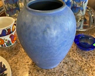 Lovely Matte Blue Pottery Vase 