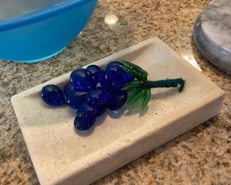 Cobalt Glass Grapes