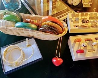 Bakelite, Scrimshaw, Bone, Stone, Jade, Recycled Glass Jewelry