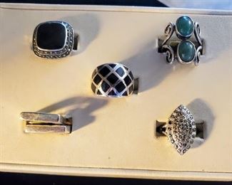 925, Sterling, Modern, Marcasite Rings 