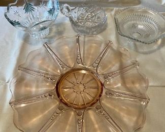 Anchor Hocking 1920's depressions glass tray-pink