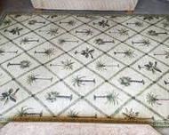 Tommy Bahama “Palms Away” Area Rug. There are several spots/stains that can be seen in the photos and unknown if removable with cleaning. Measures 8’ x 11’. 