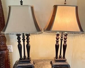 Pair of Terrific Table Lamps measuring 32 inches tall. Lovely sophisticated style best describes these fabulous lamps! 
