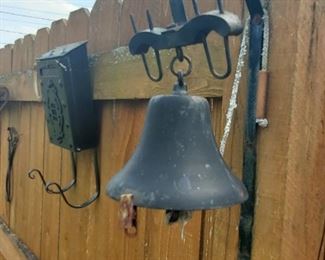 Collection of Antique Iron Bells and Decor 