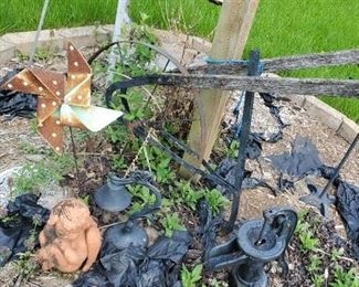 Old Antique Plow, Terra Cotta Angel, Iron Water Pump, Metal Art Windmill 