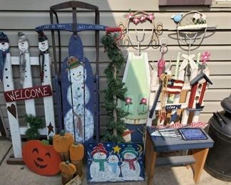 Holiday Garden Art, Sled, Fence Post 