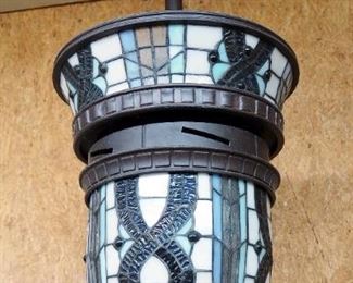 Leaded Stained Glass Ceiling Fan Pendant Light Fixture, 33" x 14" Diameter