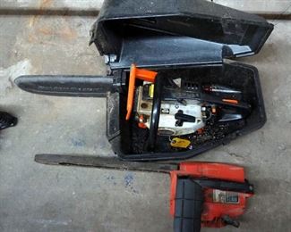 Echo Gas Powered Chain Saw With 16" Bar Model CS-3450, With Carrying Case, And Home Lite Gas Powered Chain Saw Model 10618A