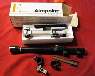 Aimpoint 1000 Electronic Red Dot Sight In Original Box, JC Higgins 4x Rifle Scope With Mount Hardware