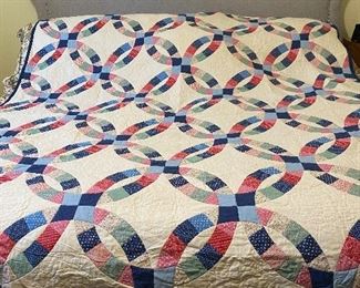 Double Wedding Band Queen size hand quilted quilt