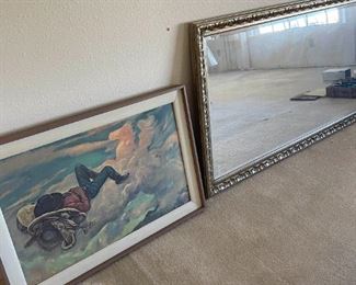 Cowboys Dream Lon Megargee A1 Beer Vintage Large Advertising Print And A Large Mirror