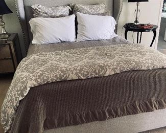 Pottery Barn upholstered queen bed 
Beauty rest Vanderbilt pillow-top queen mattress 