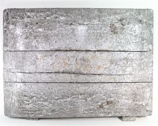 Lot 194: Factory Paint Spatter Board,Industrial Found Object 1/3. Massive wooden panel is made of 3 planks, with 2 crossbars on the back, holding it together. Front surface is encrusted in gray paint; peeling and texture add to the industrial feel. We have 3 of these in this auction; the other 2 are listed separately. Display as art, or use as a backdrop.
Dimensions are 34.25 in h x 45.25 in w x 1.75 in d. Condition is good. Please call or email for a detailed condition report.