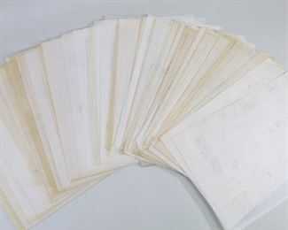 Lot 208: 100+ Erotic Drawings, Fantasy Porn Outsider Art 2/7. Drawings depict what appears to be a repeating cast of characters in various suggestive poses and situations. Very lightly drawn on thin tracing paper, possibly intended as studies or eventual transfers for a work of adult fiction. Some include handwritten notes in German. The second of seven similar lots in this auction.

Dimensions of individual pages are 11 in h x 9 in w. Condition is good, with surface wear and discoloration, worn edges, and faded pencil markings. Please call or email for a detailed condition report.