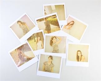 Lot 223: 9 Jonathan Leder Color Photography,Polariods. Collection of nine sepia toned polariods by Jonathan Leder. Two models in different outfits. Shot in Florida, 2010. This is one of seventeen lots with Jonathan Leder photographs in this auction.

Dimensions are 4 in h x 4 in w. Condition is very good to excellent. Minor wear. One photo has a crease. Please call or email for a detailed condition report.
