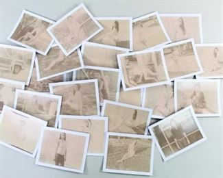 Lot 224: 25 Jonathan Leder Sepia Photography,Snapshots. Collection of twenty-five sepia toned fashion snapshots by Jonathan Leder. Models in different outfits. Shot in Florida, 2010. This is one of seventeen lots with Jonathan Leder photographs in this auction.

Dimensions are 3.5 in h x 4.25 in w. Condition is very good to excellent. Overexposed. Please call or email for a detailed condition report.