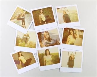 Lot 229: 9 Jonathan Leder Color Photography,Polaroids. Collection of nine sepia toned fashion polaroids by Jonathan Leder. Model in different outfits. Shot in Florida, 2010. This is one of seventeen lots with Jonathan Leder photographs in this auction.

Dimensions are 4 in h x 4 in w. Condition is very good to excellent. Overexposed. Please call or email for a detailed condition report.