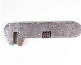 Lot 430: Antique Indian Hendee Motorcycle Wakefield Wrench 1900. Adjustable metal tool is marked "Indian Motocycles/Hendee Mfg Co/Springfield,Mass USA" and "Wakefield Wrench,Worcester Mass" as well as patent date Sept. 1900 and model No. 8. 
Dimensions are 1.75 in h x 5.75 in w x .5 in d. Condition is good. Please call or email for a detailed condition report.