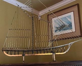 Curtis Jere Brass Ship Sculpture from 1976