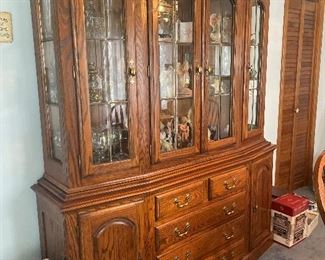Nathan Hale solid Oak China cabinet..78” Tall. X. 66” Wide. X. 16” Deep