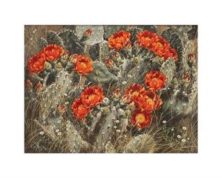 Helen Hunter (1920-2003), Cactus with Red Blooms, 1984