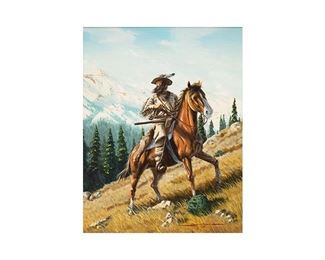 John Cox (b.1941), Frontiersman on Horseback, 1976