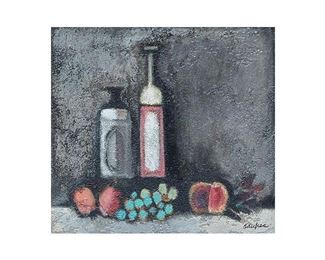 David Pryor Adickes (b. 1927), "Still Life with Peach and Grapes", 1958