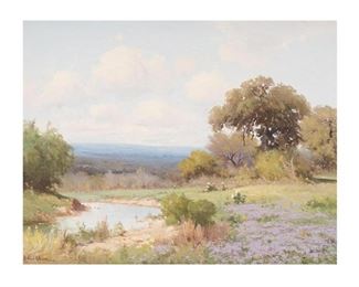 Porfirio Salinas (1910-1973), Texas hill country landscape. oil on canvas.