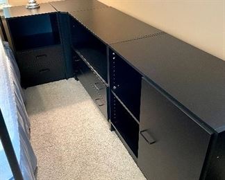 4 Piece Storage System                                                                $40 2 Drawer Open Shelf Nightstand Measures; 8.5x19.25x29                                                                                      $40 Corner Section Piece with Storage  Measures: 28.25x26.5x29                                                                                   $50 Long 2 drawer with storage dresser Piece Measures: 36x19.25x29                                                               $50 2 Shelves with Door Measures: 36x19.25x29