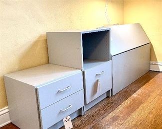 3 Piece Storage System                                                               $20 Drawer Nightstand Measures:18.5x19.25x17               $30 Open Top Night Stand with Large Bottom Drawer: Measures: 18.519.25x28                                                                    $40 Headboard with Storage Drawer Measures: 45x18x30