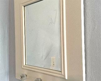 $18 Framed Mirror with 3 Glass knobs perfect for hanging jewels, rubber bands, etc 16x17