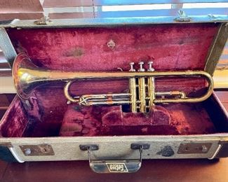 SOLD - $50 Antique Trumpet in Case