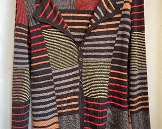 $60 Nic & Zoe Button Front Striped Cardigan Size Petite Medium