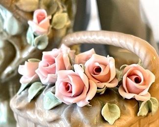 SOLD - basket of roses on Lladro