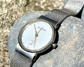 $60; silver with gold rim Skagen women’s watch