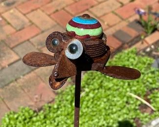 $24; turtle garden stake made out of old hardware. Staff favorite! 