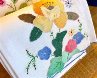 $24; set of five vintage embroidered hand towels